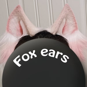 Pink fox ears-fluffy fur ears-Pink wolf ears-Faux ears-ears cosplay-fox ears cosplay-Halloween-Lolita-Hair band-Animal ear-Gift-party ear