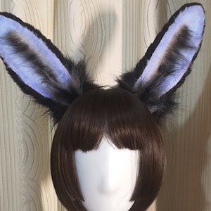 Realistic blue Rabbit ears-Halloween-Lolita-Party ear-Floppy bunny ears-cosplay Christmas gift-fluffy fur ears-Faux ears-little rabbit ears