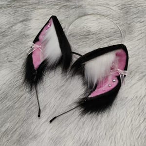 kitten black Ears-Cosplay Cat Ear-Cat Ears With Bow-Cosplay Ear-Anime Cosplay-Cat Head Band, Cute Ears-Handmade-Halloween-Lolita-party ears