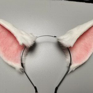 Pink fox ears-fluffy fur ears-Pink wolf ears-Faux ears-ears cosplay-fox ears cosplay-Halloween-Lolita-Hair band-Animal ear-Gift-party ear
