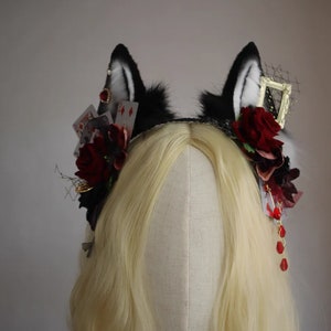 Cosplay Black Wolf ear headband-petplay-furry ears-Black Dog ear simulation fox ears vampire Halloween gift-Lolita-party ears-cute ears