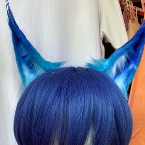 Fox blue ears-fluffy fur ears-Blue wolf ears-Faux ears-wolf ears cosplay-fox ears cosplay-Halloween-Lolita-Hair band-Animal ear-Gift