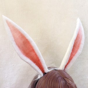 Realistic Pink Rabbit ears-Halloween-Lolita-Party ear-Floppy bunny ears-cosplay Christmas gift-fluffy fur ears-Faux ears-little rabbit ear