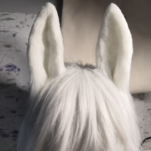 Realistic White Rabbit ears-Halloween-Lolita-Party ear-Floppy bunny ears-cosplay Christmas gift-fluffy fur ears-Faux ears-little rabbit ears