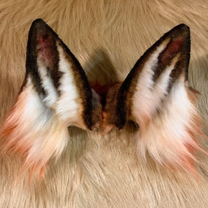 Red fox ears tail-fluffy fur ears-White wolf ears-Faux ears-wolf ears cosplay-fox ears cosplay-Halloween-Lolita-orange Hair band-Animal ear