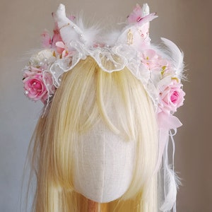 Kitten Pink Ears-Cosplay Cat Ear, butterfly With Cat Ears，Cosplay Ear, Anime Cosplay, Flower cat ear, Cute Ears,Handmade-Halloween-Lolita