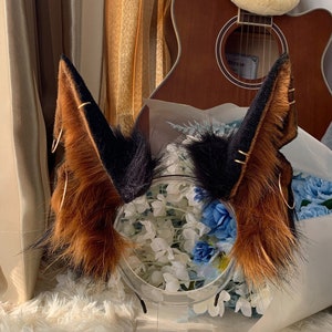 Cosplay brown Wolf ear headband-anime cosplay-petplay-furry ears-black wolf simulation fox ears vampire Halloween gift-Lolita-party ears
