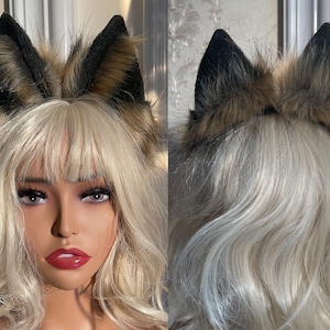 Cosplay Wolf ear headband-anime cosplay-petplay-furry ears-Brown wolf simulation fox ears vampire Halloween gift-Lolita-party ears-cute ears