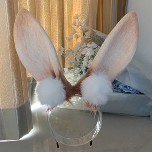 Realistic coffee Rabbit ears-Halloween-Lolita-Party ear-Floppy bunny ears-cosplay Christmas gift-fluffy fur ears-Faux ears-little rabbit ear