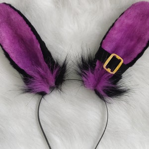 Realistic Purple Rabbit ears-Halloween-Lolita-Party ear-Floppy bunny ears-cosplay Christmas gift-fluffy fur ears-Faux ears-little rabbit ear