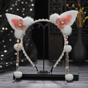Realistic White Rabbit ears-Halloween-Lolita-Party ear-Floppy bunny ears-cosplay Christmas gift-Hair accessories-Faux ears-little rabbit ear