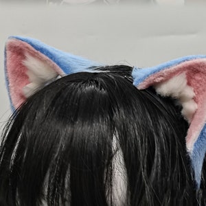 kitten Blue Ears-Cosplay Cat Ear-Cat Ears With Bow-Cosplay Ear-Anime Cosplay-Cat Head Band, Cute Ears-Handmade-Halloween-Lolita-party ears