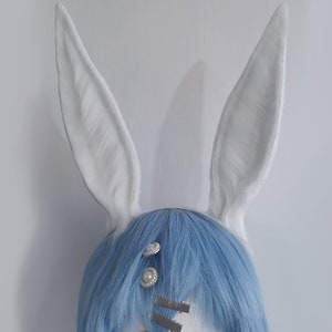 Realistic White Rabbit ears-Halloween-Lolita-Party ear-Floppy bunny ears-cosplay Christmas gift-fluffy fur ears-Faux ears-little rabbit ear