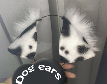 Dalmatian ears-Floppy Pup Ears-fluffy fur ears-labrador ear-Faux ear-wolf ear cosplay-fox ears cosplay-Halloween-Lolita-Hair band-Animal ear