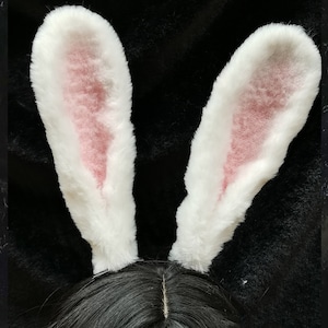Realistic White Rabbit ears-Halloween-Lolita-Party ear-Floppy bunny ears-cosplay Christmas gift-fluffy fur ears-Faux ears-little rabbit ears