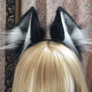 Cosplay Black Wolf ear headband-petplay-furry ears-Black Dog ear simulation fox ears vampire Halloween gift-Lolita-party ears-cute ears