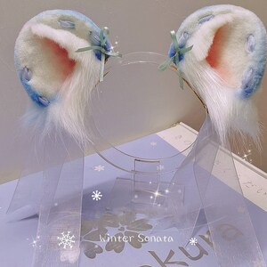 Cute Blue hamster ear headband,Dog ears-Cosplay-Plush ears,Anime ears-Cute Ears-Handmade-Halloween-Lolita-party ears-Cute Ears-mouse ears