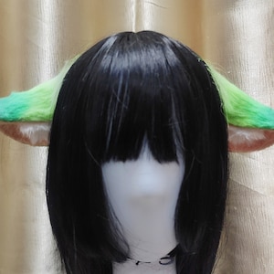 Green fox ears-fluffy fur ears-Big wolf ears-Faux ears-wolf ears cosplay-fox ears cosplay-Halloween-Lolita-Hair band-Animal ear-her Gift ear