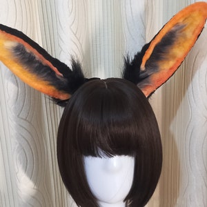 Realistic Orange Rabbit ears-Halloween-Lolita-Party ear-Floppy bunny ears-cosplay Christmas gift-fluffy fur ears-Faux ears-little rabbit ear