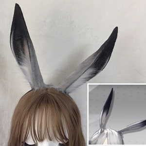 Realistic Gray Rabbit ears-Halloween-Lolita-Party ear-Floppy bunny ears-cosplay Christmas gift-fluffy fur ears-Faux ears-little rabbit ear