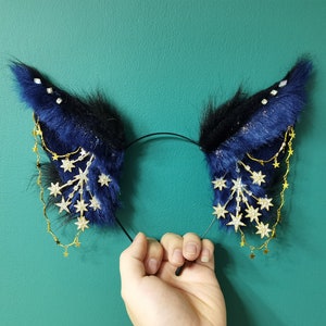 Cosplay Blue Wolf ear headband-petplay-furry ears-White wolf simulation fox ears vampire Halloween gift-Lolita-party ears-cute ears-birthday