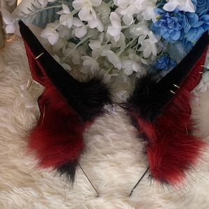 Cosplay red Wolf ear headband-anime cosplay-petplay-furry ears-Brown wolf simulation fox ears vampire Halloween gift-Lolita-party ears Gift