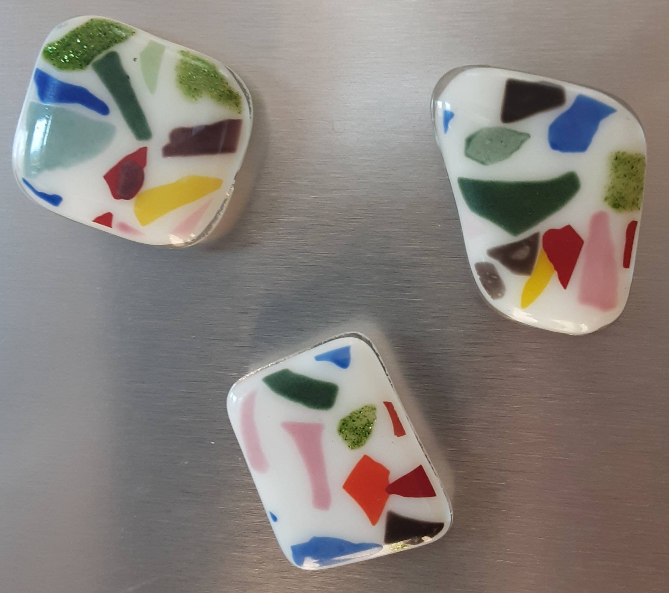 Multicoloured fused glass fridge Set of three. Gift Etsy