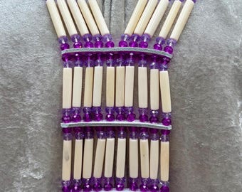 Woman’s Beaded Bone Breastplate - Smoke Dancer -Purple Lavender