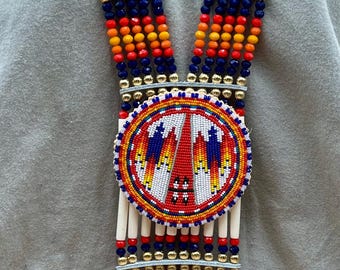 Woman’s Beaded Bone Breastplate w/ Earrings - Northern Plains
