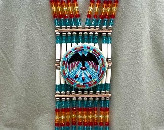 Woman’s Beaded Bone Breastplate w/ Earrings - Thunderbird