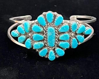 Zuni Petit Point Turquoise Bracelet by Tsabetsaye