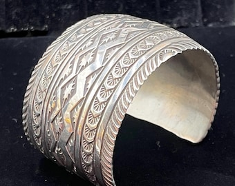 Heavy Sterling Cuff Bracelet- Ricardo Enrique, Kewa