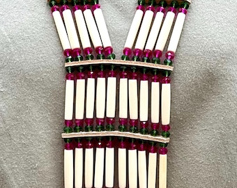 Woman’s Beaded Bone Breastplate - Smoke Dancer -Watermelon