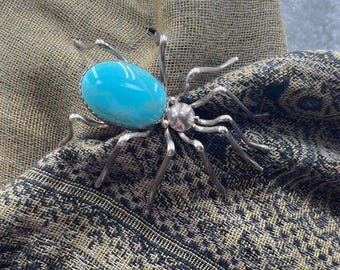 Turquoise and Sterling Tarantula Spider - E.Spencer