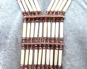 Woman’s Beaded Bone Breastplate - Smoke Dancer -Copper Flash