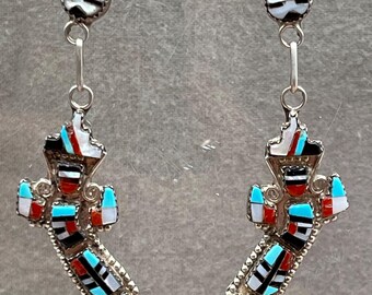 Zuni Inlay Rainbow Man Earrings - Cellicion