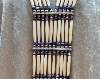 Woman’s Beaded Bone Breastplate w/ Earrings - Wampum and Cowries