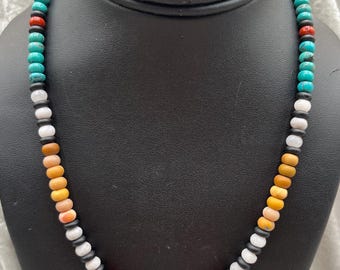 Turquoise and Stone Heishi Necklace