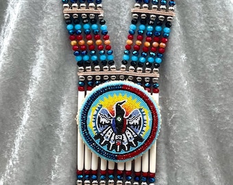 Woman’s Beaded Bone Breastplate w/ Earrings - Waterbird