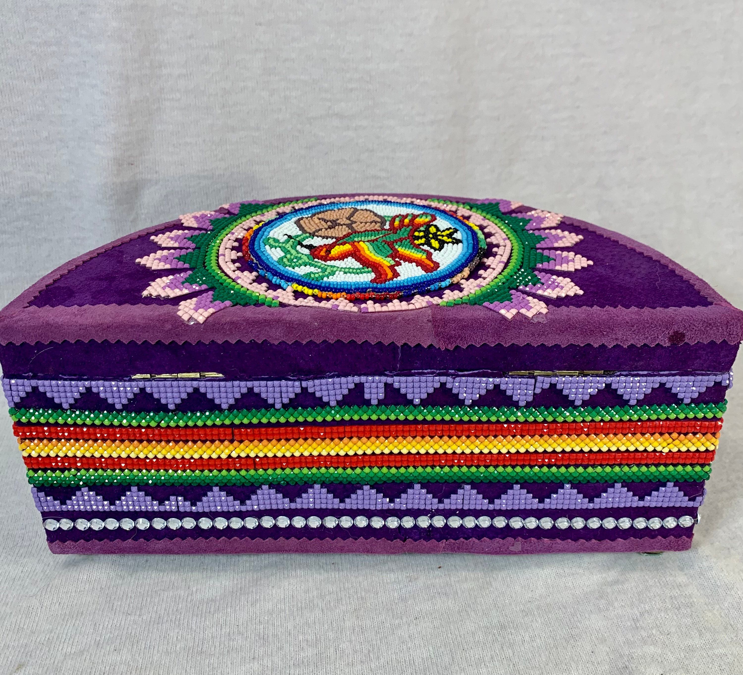Native Style Beaded Jewelry Box with Hummingbird Etsy