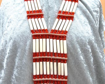 Woman’s Beaded Bone Breastplate - Every Child Matters Orange