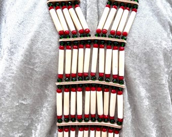 Woman’s Beaded Bone Breastplate - Smoke Dancer -Strawberry Festival