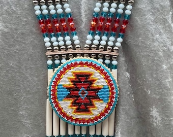Woman’s Beaded Bone Breastplate w/ Earrings - Mesa Steps
