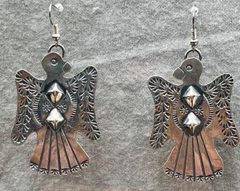 Sterling Repousse Thunderbird Earrings - Tim Yazzie