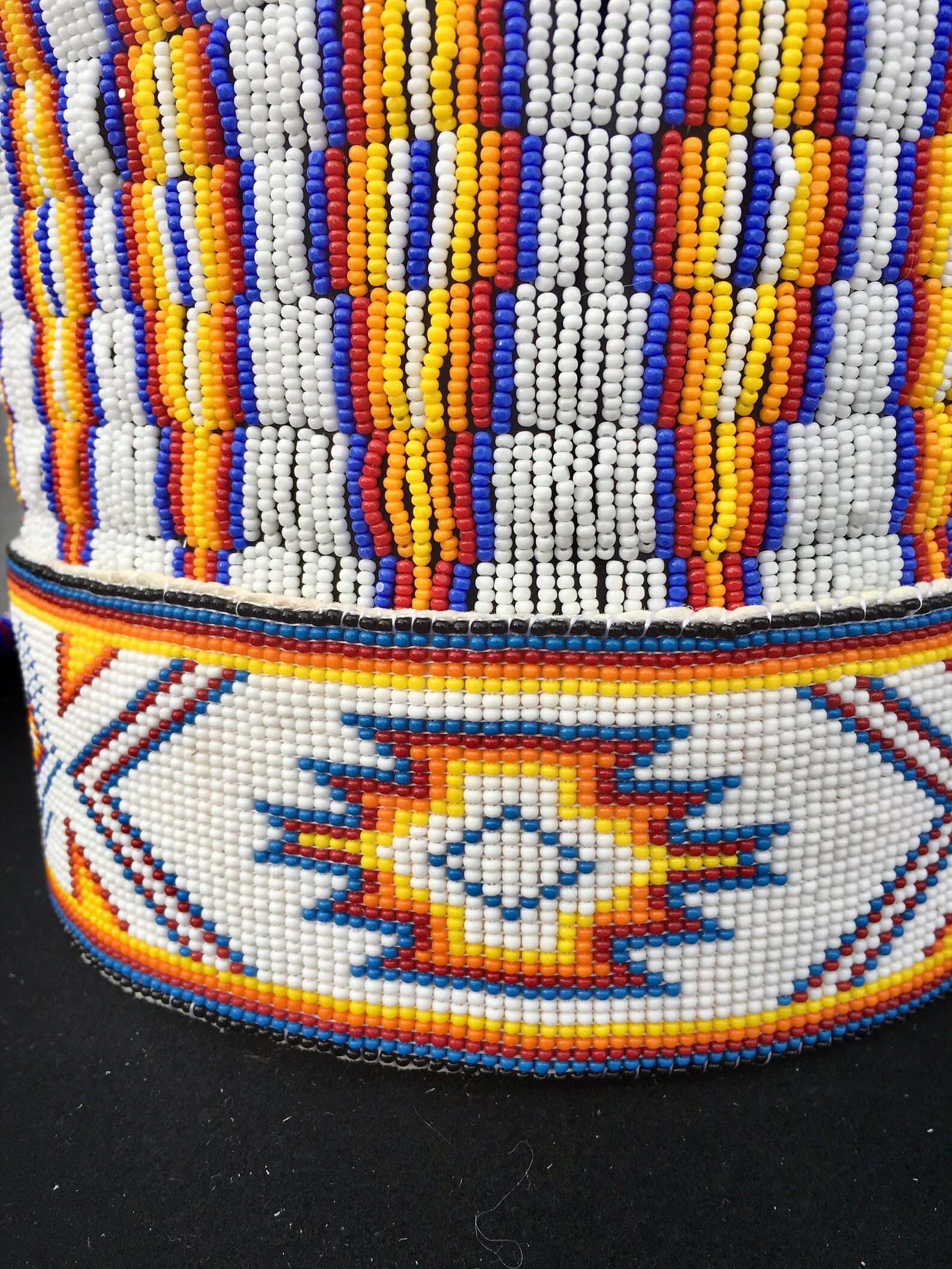 Native Style Beaded Top Hat with Horsehair Tassels Etsy