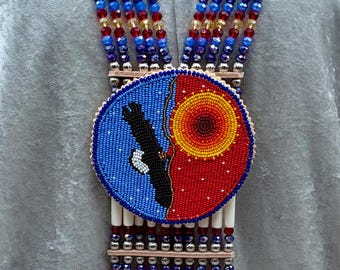 Woman’s Beaded Bone Breastplate w/ Earrings - Sun Dancer