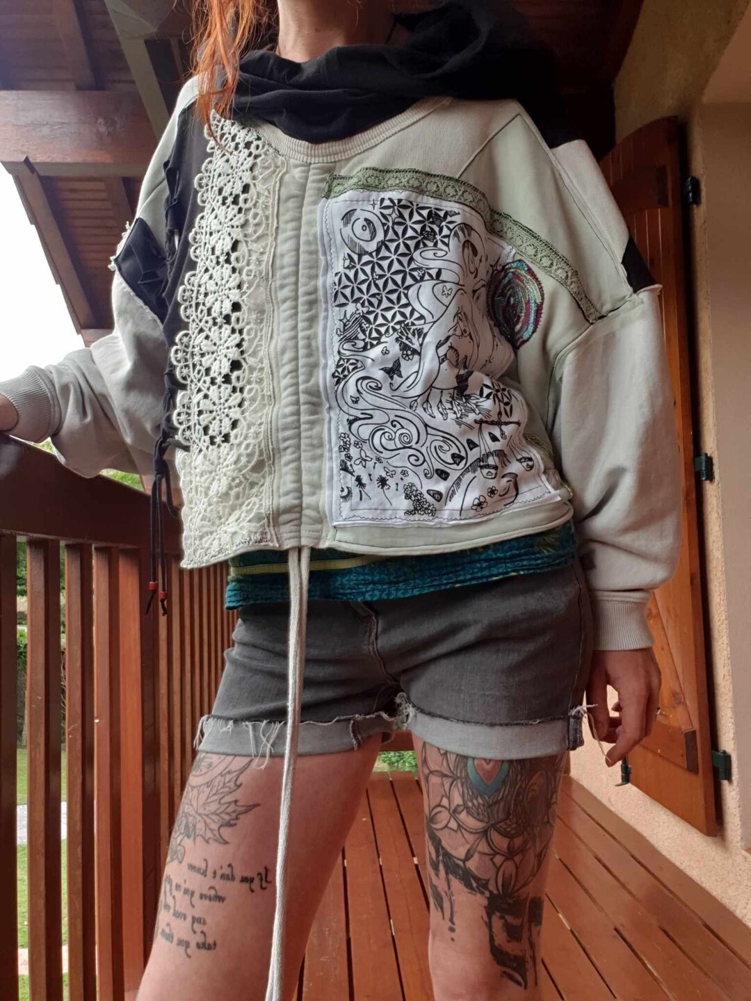 Psychedelic Trash Hoodie, Dark Fashion Techno Sweater, Psytrance Fairy ...