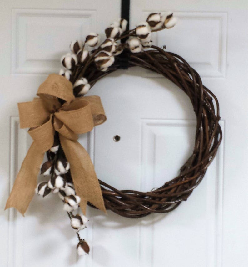Cotton Stem Grapevine Wreath