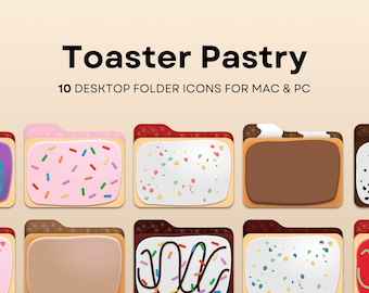 Food Mac & PC Folder Icons, Mac OS Folders, Desktop File Icons, Mac Organization Icons, Windows Computer Organization, Pop Toaster Pastry