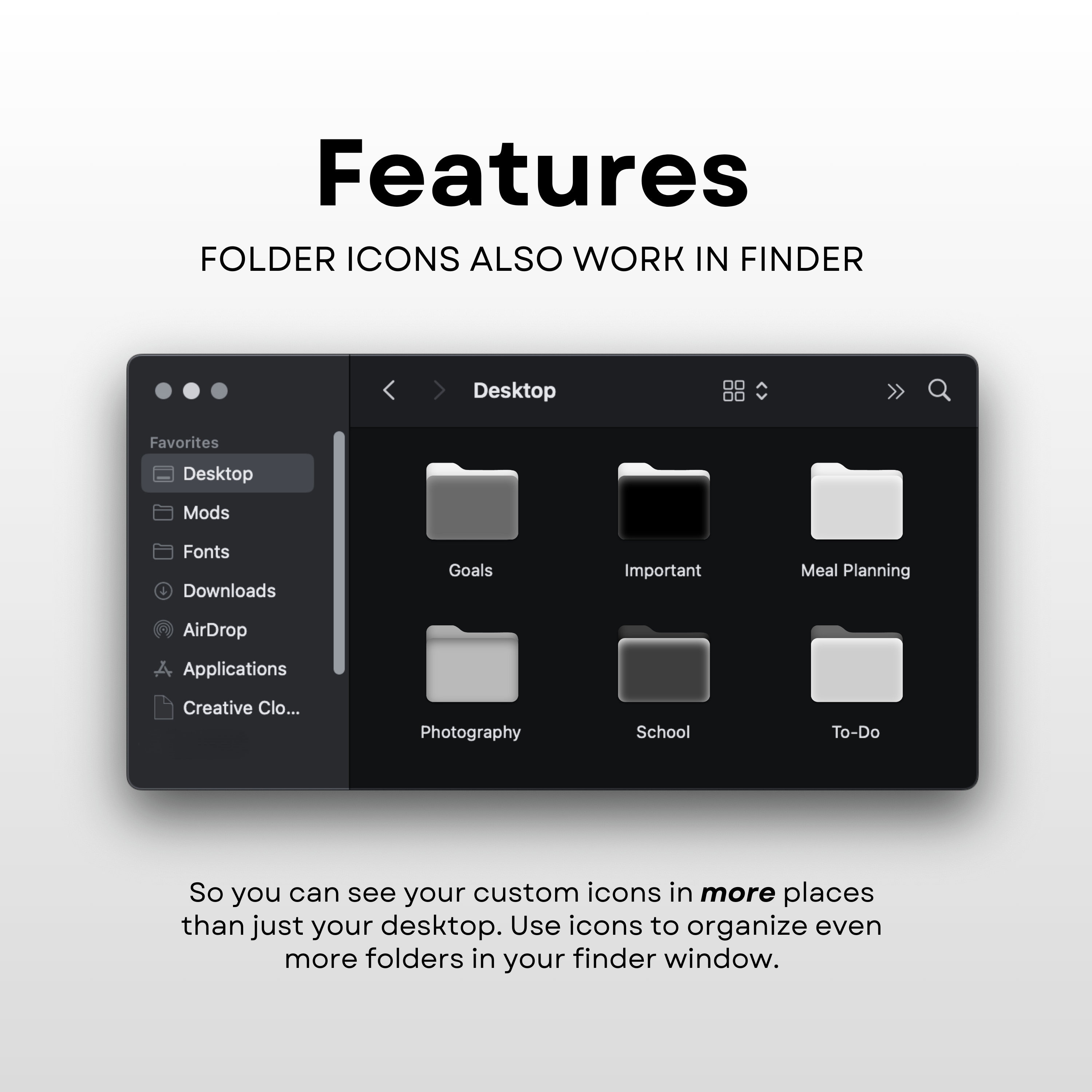Black and White Folder Icons, Minimalist Desktop Icons for Mac, Folder ...